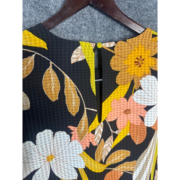 Who What Wear Dress Women M Floral Long Sleeve Black Yellow Garden Boho Work - Picture 10 of 13